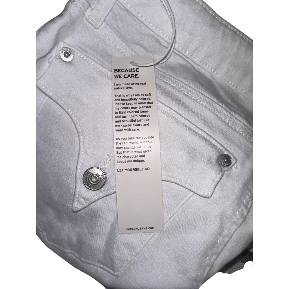 Hudson Bacara Crop Straight Cuffed Jeans Womens Size 26 White Cotton Denim - Picture 5 of 8
